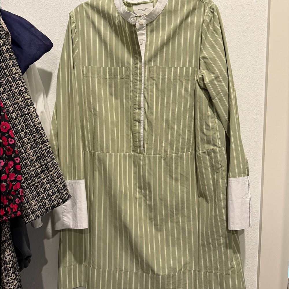 Pomander Place Green and White Striped Dress